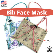 Cloth Adjustable Face Mask Bib Filter Pocket Nose Clip No Knot Ear Pain Free