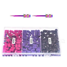 210* Nail Sanding Bands Kits W/ 2 Sanding Shank For Manicure Pedicure Drill Bit