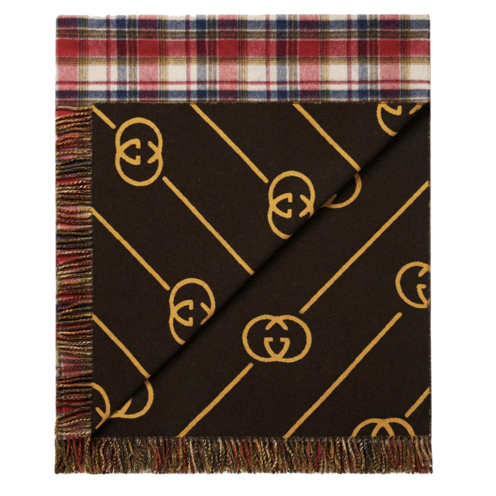 Couverture/poncho/cape Gucci réversible GG/laine tartan neuve authentique