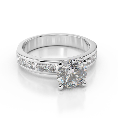 Bague De Fiançailles Diamant Solitaire 1.22 Carats Or Blanc 14 Carats - Couleur F, Clarté SI1-SI2