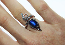 Labradorite sterling silver ring 'Fire' - silver ring - blue labradorite