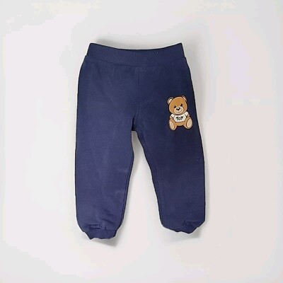 NWT NEW Moschino baby boys girls Navy Pants with  teddy logo 12/18m