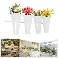 4 Buckets Wall-mounted Flower Stand  W/ Buckets Decorative Flower Display Stand