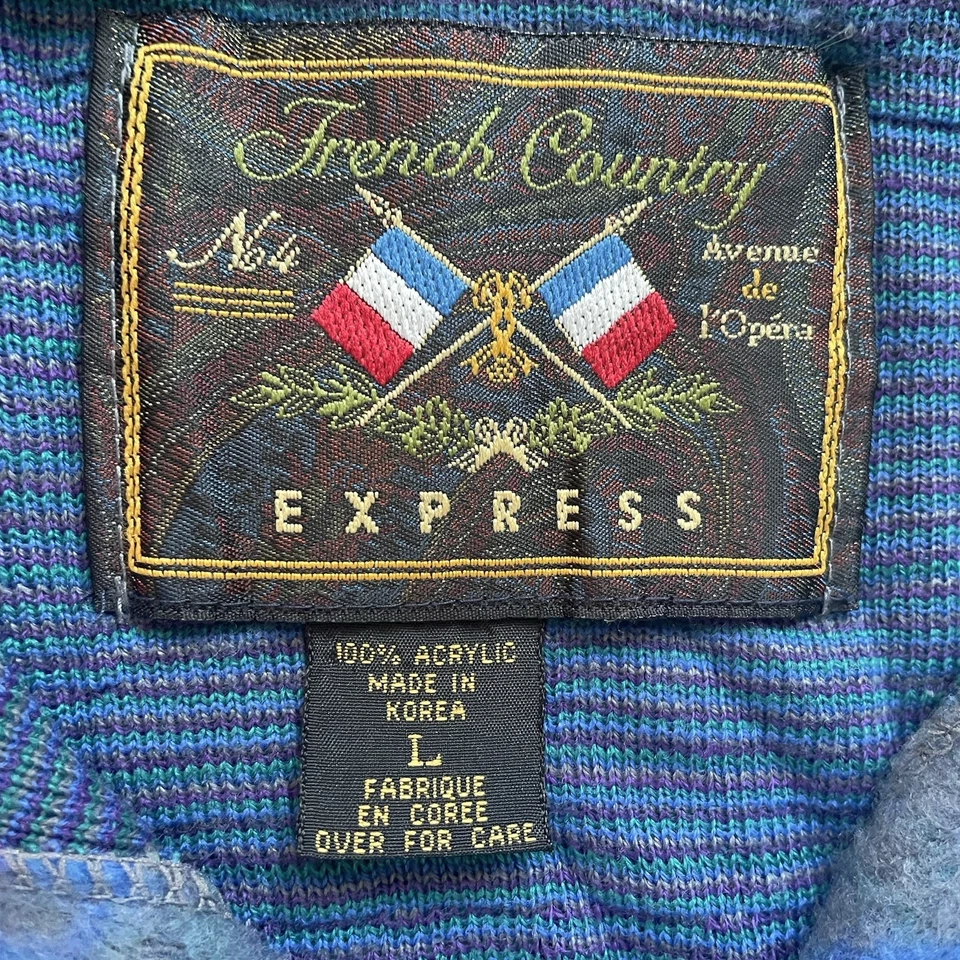 Camisa Express Vintage Años 90 Hombres Grande Azul Púrpura Geométrica Vellón 1/4 Cremallera Con Capucha Foto 3 de 4