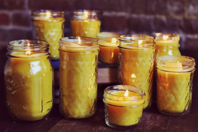 Tallow And Beeswax Candle Homemade Pint Jar Fresh Organic
