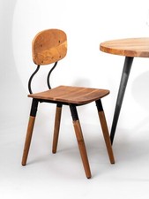 Handmade Eco-Friendly Vintage Acacia Wood & Iron Natural Black Rectangle Chair 