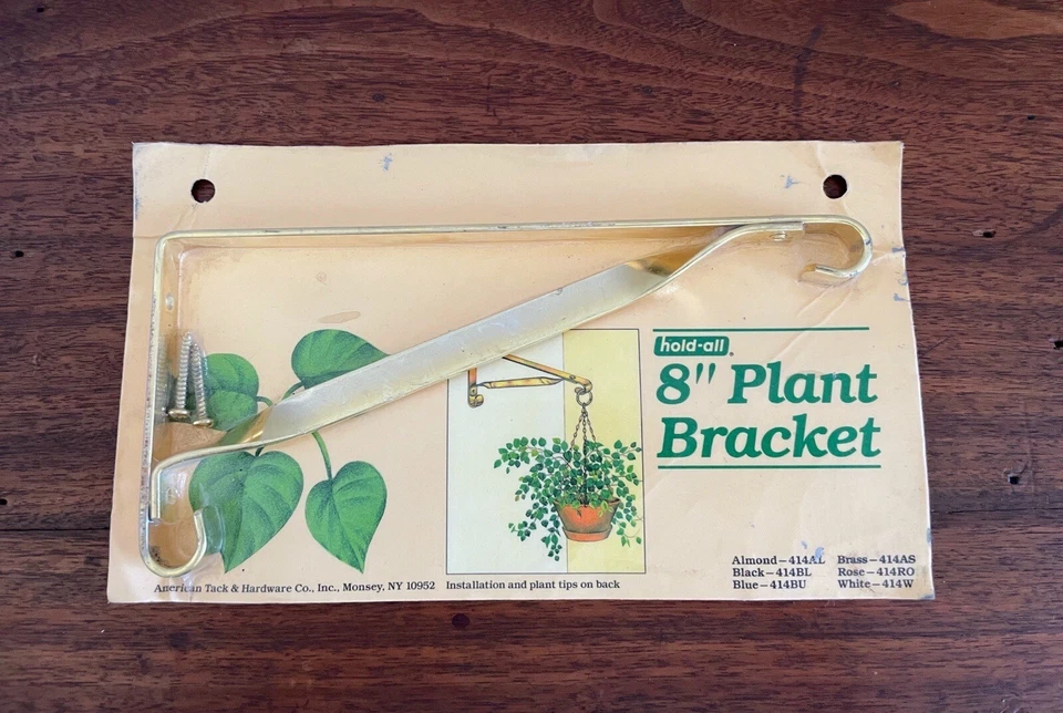 AmerTac Bronze Hold All 8” Plant Bracket Hanger NOS 1986 80s Plant Lover Gift Novo na embalagem - Imagem 2 de 4