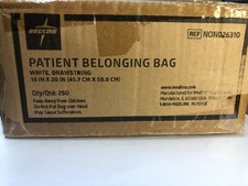 Case of 250 Medline Plastic Drawstring Patient Belonging Bags NON026310