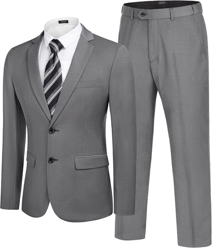 Men'S 2 Piece Suits Classic Fit 2 Button Dress Suits Tuxedo Jacket Blazer for We