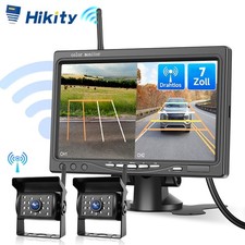 Auto Rückfahrkamera Funk Kabellos 2 Kameras mit 7 Zoll IPS Monitor BSD LKW Bus
