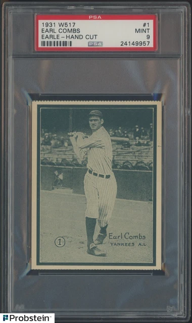 1931 W517 Earle Combs #1 PSA 9 Super Rare Very Low Population NY Yankees