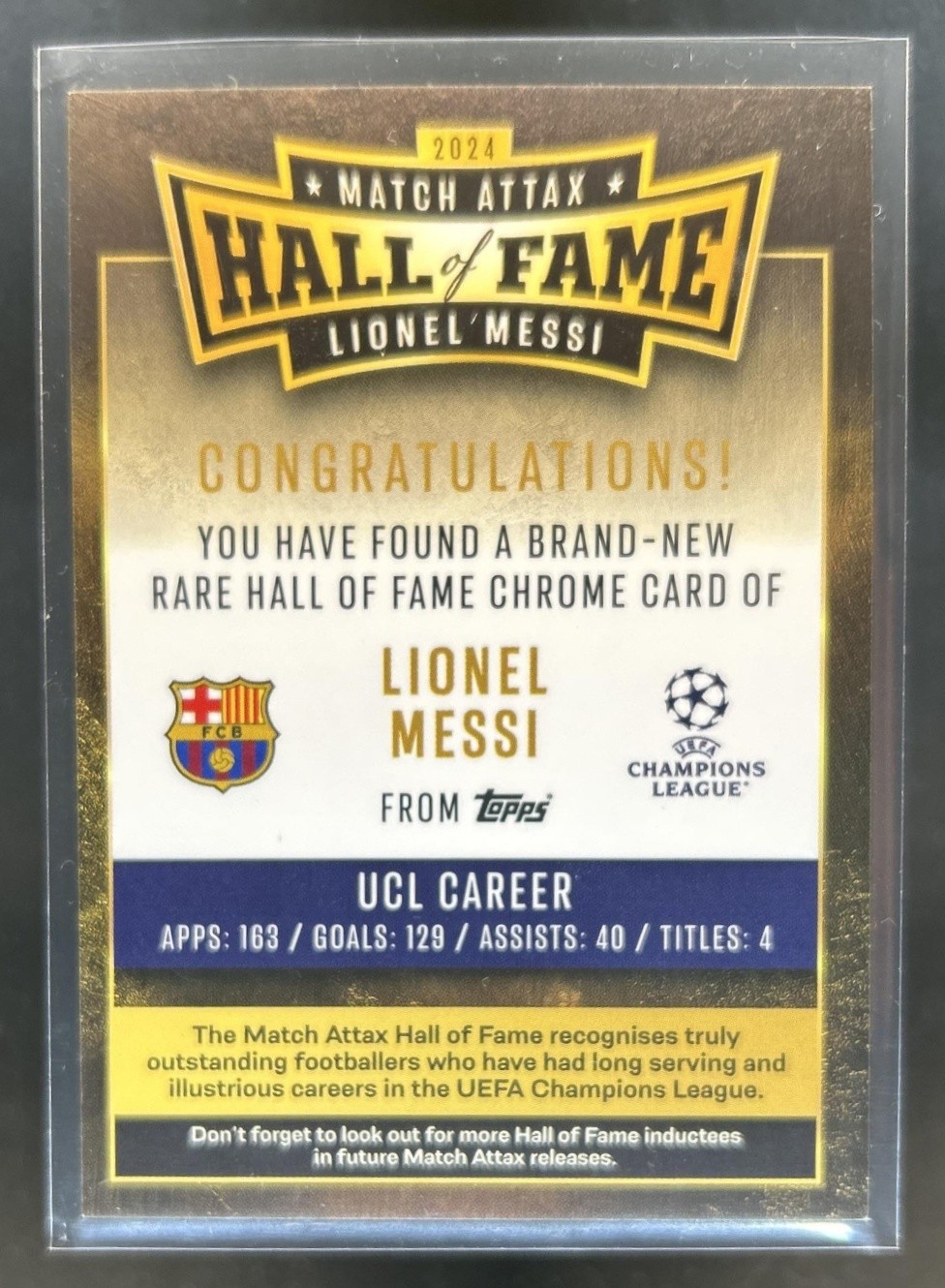 2024 Match Attax Hall Of Fame Lionel Messi #HOF4 view 2