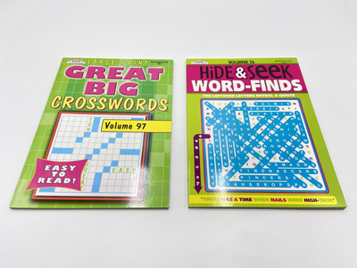 Large Print Great Big Crosswords Hide & Seek Word Finds 2 Pack Gift Fun New