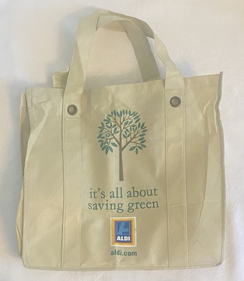 #ad #ad ALDI Reusable Canvas Grocery Shopping Bag “It’s All About Saving Green” New $12.95