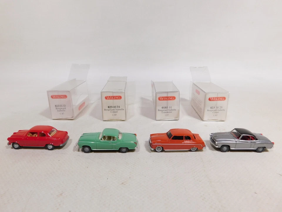 4x wiking H0 1:87 Modello Borgward Isabella 0185 Berlina 823 Top + Box # - Immagine 2 di 4