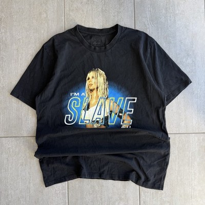 Britney Spears Im A Slave 4 U Graphic Band T Shirt Black Y2K Pop Tee Size L