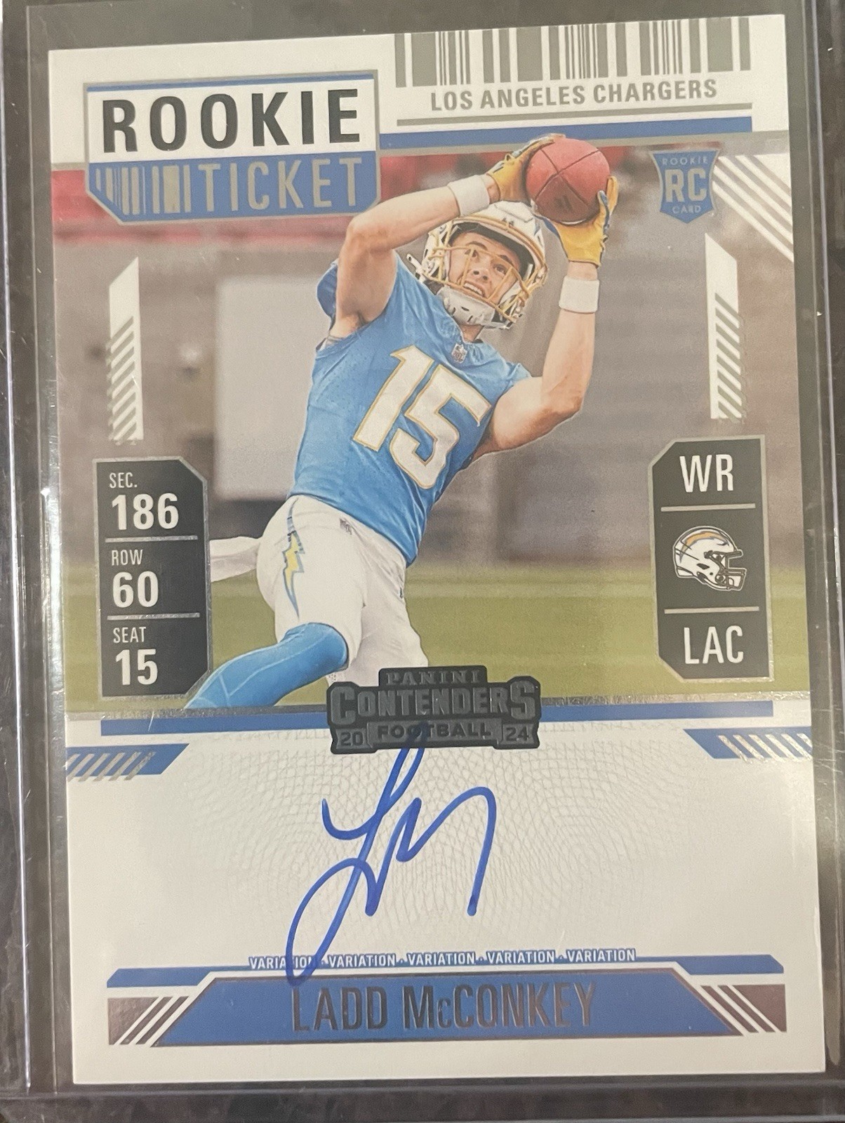 2024 Panini Contenders Rookie Ticket Auto Ladd McConkey #110 LA Chargers