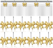 12 Pcs Gold Bow Knot Shower Curtain Hooks Rustproof Metal Decorative Shower Hang