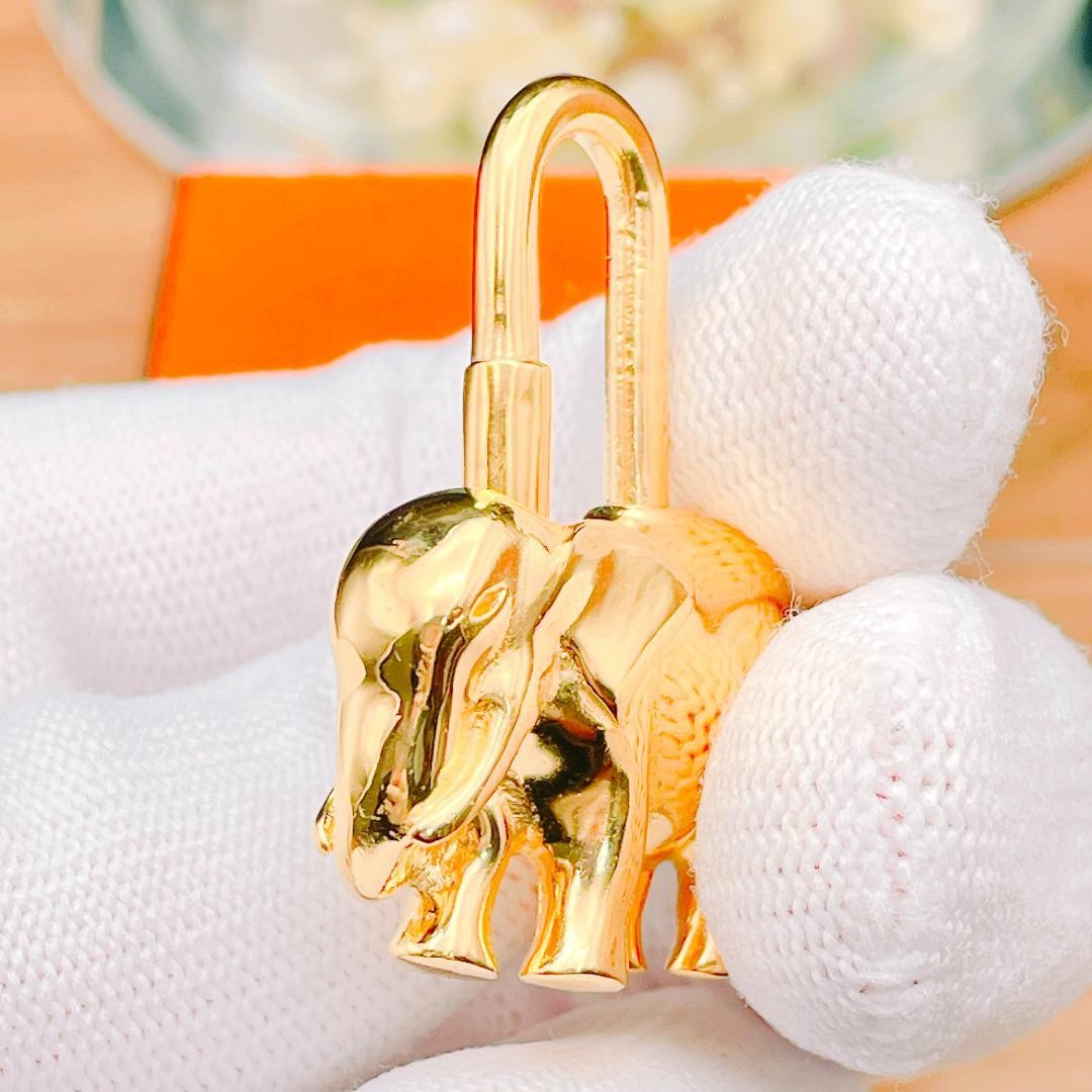 HERMES Cadena Elephant Charm Padlock 1997 Limited Edition GP Gold