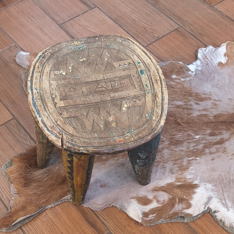 Antique African Carved Log Stool. 1 of 3. The Third Is Larger. Sold Separately.