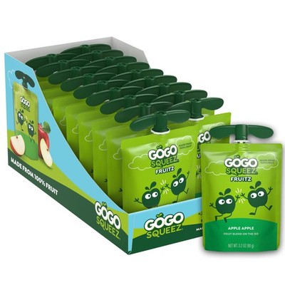 GoGo squeeZ No Sugar Added Applesauce and Fruit Puree, Apple Apple, 3.2 oz 18pk