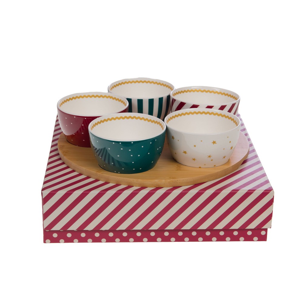 Service apéritif de Noël à motif Renne en porcelaine pour vos tables de fêtes