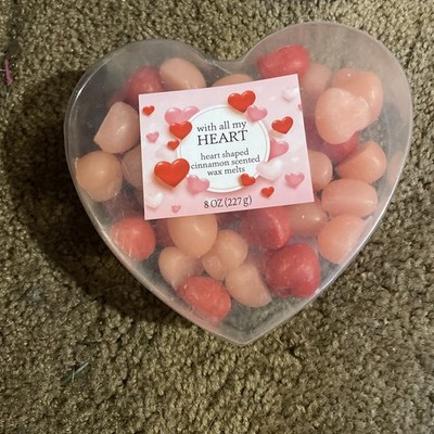 NEW With All My Heart Heart Shaped Cinnamon Scented Wax Melts 8 Oz. Red And Pink
