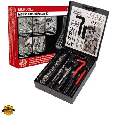 M6x1.0 Thread Repair Kit, HSS Drill Helicoil Repair Kit Metric
