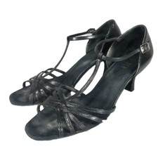 Bloch Nicola T-Strap Latin Salsa Ballroom Dance Shoe 6.5 Black Leather 2.5" Heel