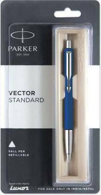 Parker Vector Druckkugelschreiber Standard Blau mit Chromauslöser Mittel