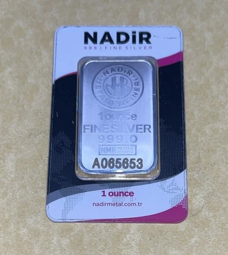 SEALED NADIR METAL RAFINERI ONE OUNCE .999 FINE SILVER BAR NEVER OPENED