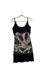 Diane von Furstenberg DVF Black 100% Silk Juliet Lace Mini Little Black Dress 8