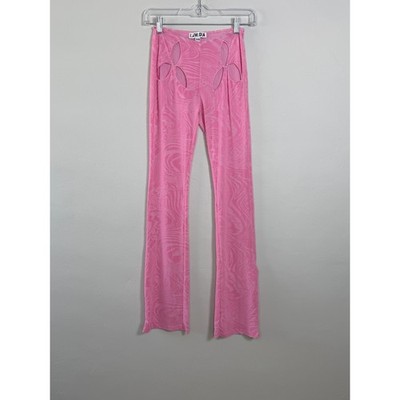 I.AM.GIA Flare Pants Women XXS Pink Psychedelic Cut Out Mesh Festival Rave
