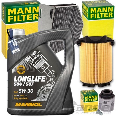 MANN FILTERSET+MANNOL 5W30 ÖL für 1.2+1.4 TSI TFSI AUDI A3 8P VW GOLF 6 TOURAN