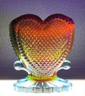 Boyd's Crystal Art Glass HEART TOOTHPICK HOLDER #8 RUBINA 6-20-79 Glow NOS — photo 5