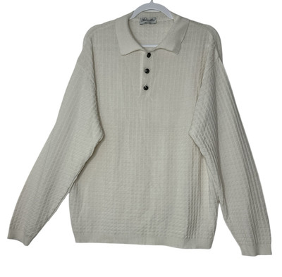 Marcello Sweater Mens XL Beige Merino Wool Stretch Classic Cottage Blend Italy