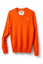 Abercrombie  Fitch Mens Sweater XL Muscle Tangerine V Neck Pullover Preppy Y2k