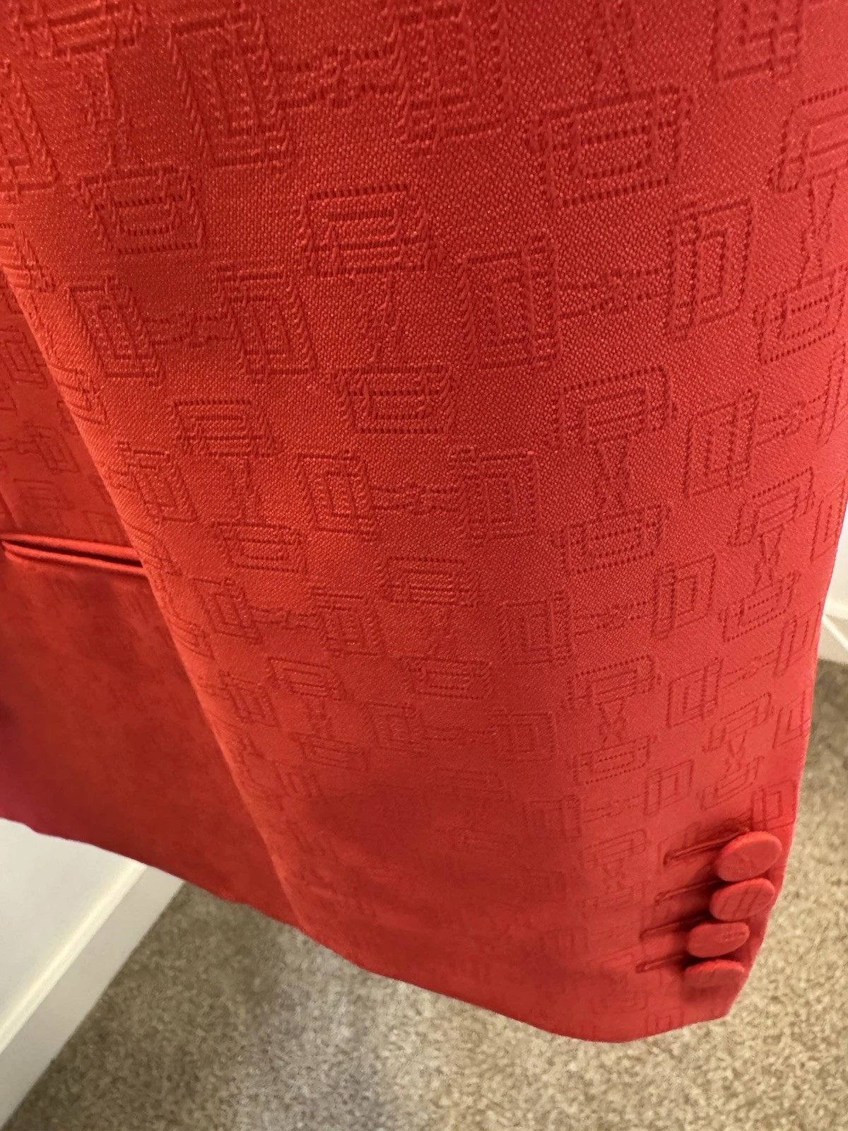 Tuta Gucci Horsebit Poppy Red Poli Jacquard taglia 50L pantaloni svasati taglia 50L nuova con etichette