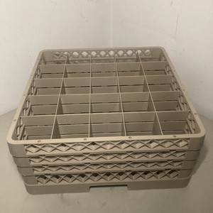 Traex TR6 Beige 25 Compartment Glass Rack with 3 Extenders. Rack Master Dishwash