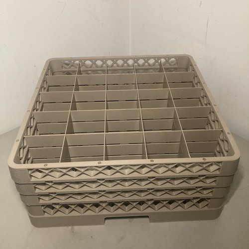 Traex TR6 Beige 25 Compartment Glass Rack with 3 Extenders. Rack Master Dishwash
