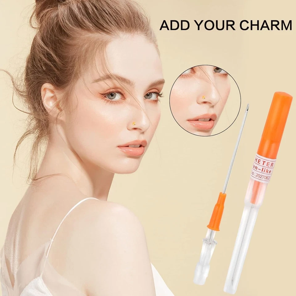 Kit de 15 piezas de agujas perforadoras corporales con catéter 14G 16G 18G 20G 22G para seguridad en la nariz del oído Foto 4 de 4