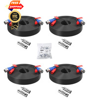 ZOSI 4 Pack 60Feet 18m All-in-One CCTV Video Power Cables, 60FT, Black-60FT