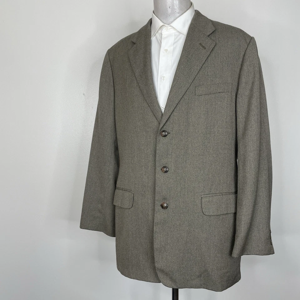 Abrigo Deportivo Claiborne Hombre 42L Marrón Verde Texturizado Poliéster Tres Botones Foto 3 de 4