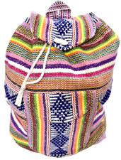 Mexican Serape Backpack Boho Festival Southwestern Drawstring Bag Vintage