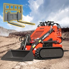 HY480C+Forks FREE SHIP Mini Skid Steer Loader with 23HP EPA Engine Three pumps