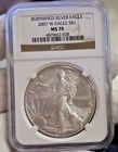 2007 W US Silver Eagle $1 Burnished NGC MS70