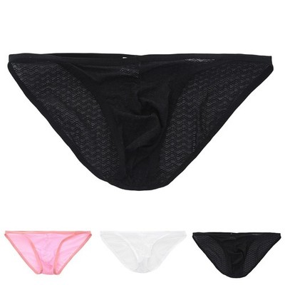 Herren Atmungsaktiv Unterwäsche Netz Slip Niedriger Bund Stil mit Ausbuchtung Beutel Design