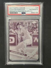 Clayton Kershaw 2017 Topps Chrome Magenta Printing Plate PSA Authentic #25 1/1