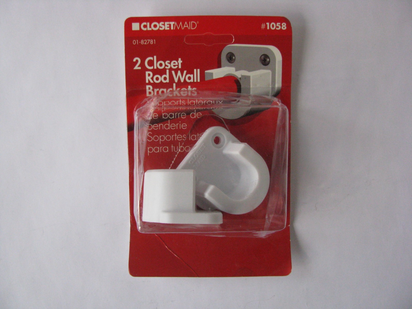 Closet Maid Brand 2 Hanging Rod Wall Bracket Supports White Plastic NO HARDWARE