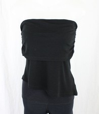 LNA Clothing Women's Black Ribbed Knit Asymmetrical Sleeveless Crop Top Medium